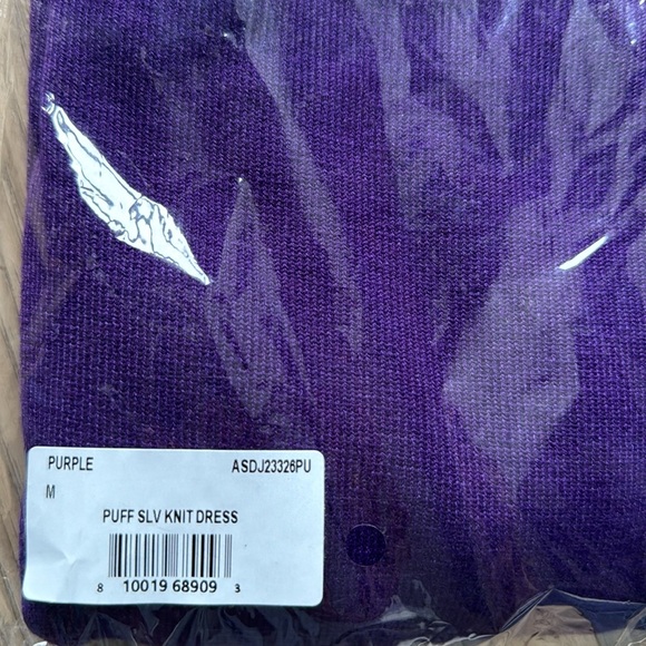 Area Stars Novelty Sleeve Knit Dress Purple NWT Size Medium - Picture 5 of 6